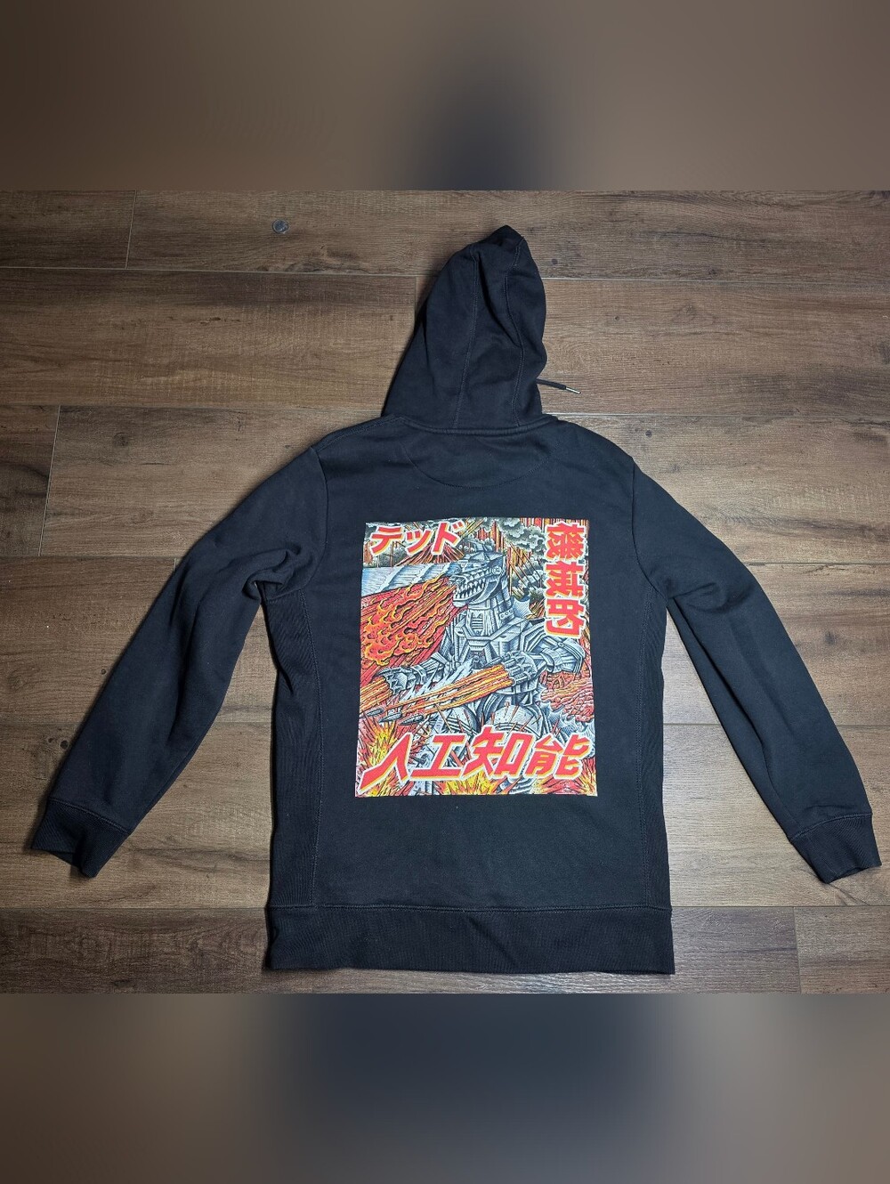 OhItsTeddy Black Mecha Godzilla Artificial Intelligence Graphic Hoodie Size-L